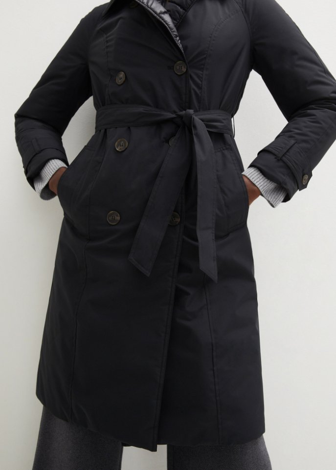 Trenchcoat mit Westeneinsatz und Wattierung