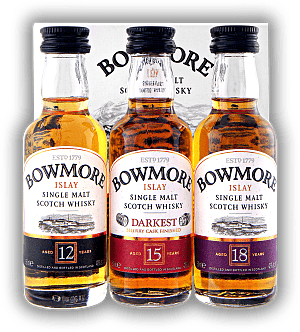Bowmore Distillers Collection 3x0,05 Liter 12 Years, 15 Years Darkest, 18 Years Bowmore Distillers Collection 3x0,05 Liter 12 Years, 15 Years Darkest, 18 Years  Alter 10-18 J. - 0,15	 Liter - Vol 42%
