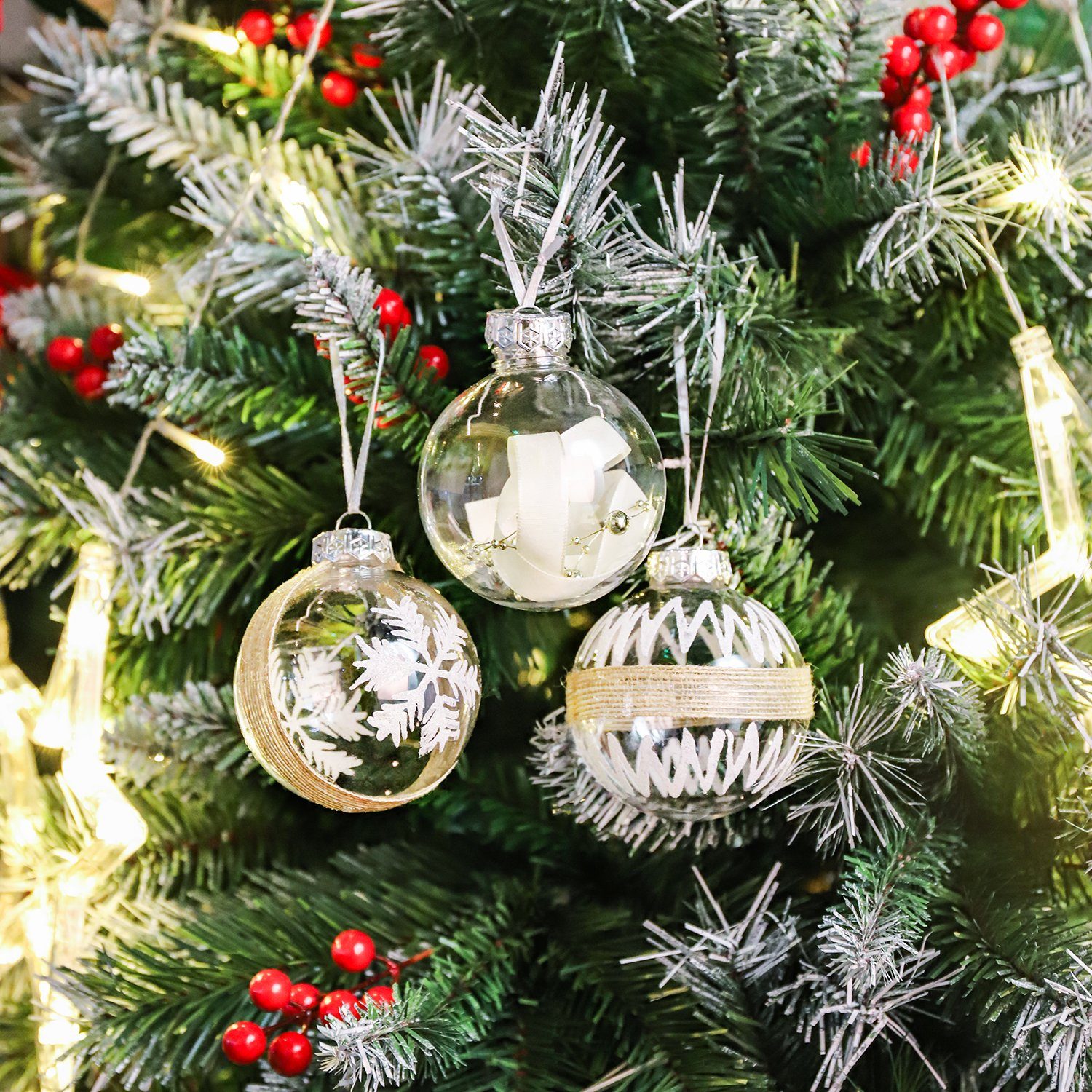 Salcar Weihnachtsbaumkugel 6er Weihnachtskugeln Christbaumkugeln Weihnachtsdeko Christbaumschmuck, 8 cm im Durchmesser, 3 verschiedene Designs