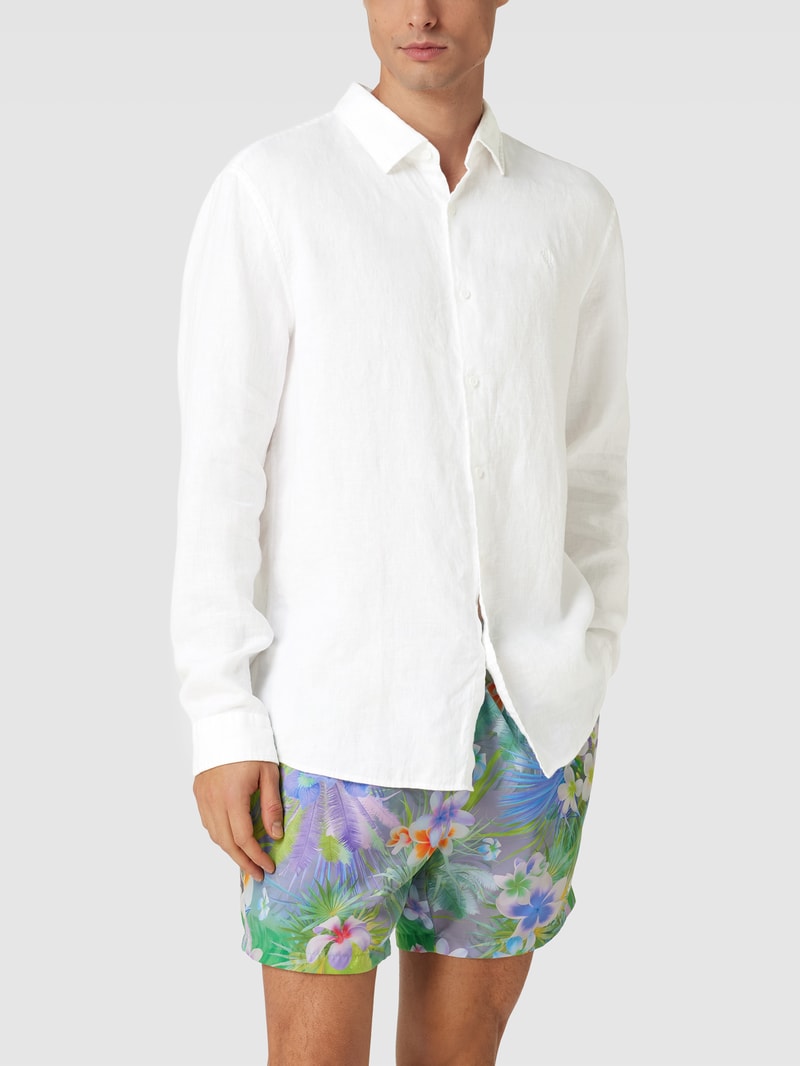 Freizeithemd mit Label-Stitching in weiß
