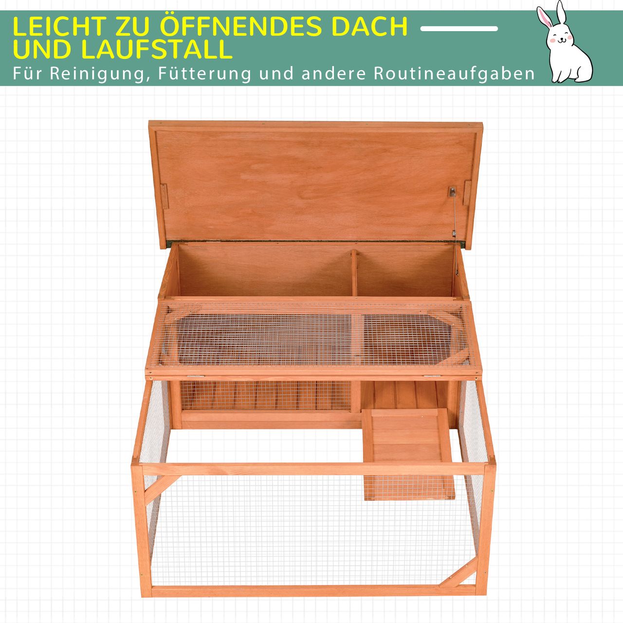 PawHut Kleintierstall Zwergkaninchenstall Kleintierkäfig mit Asphaltdach Orange