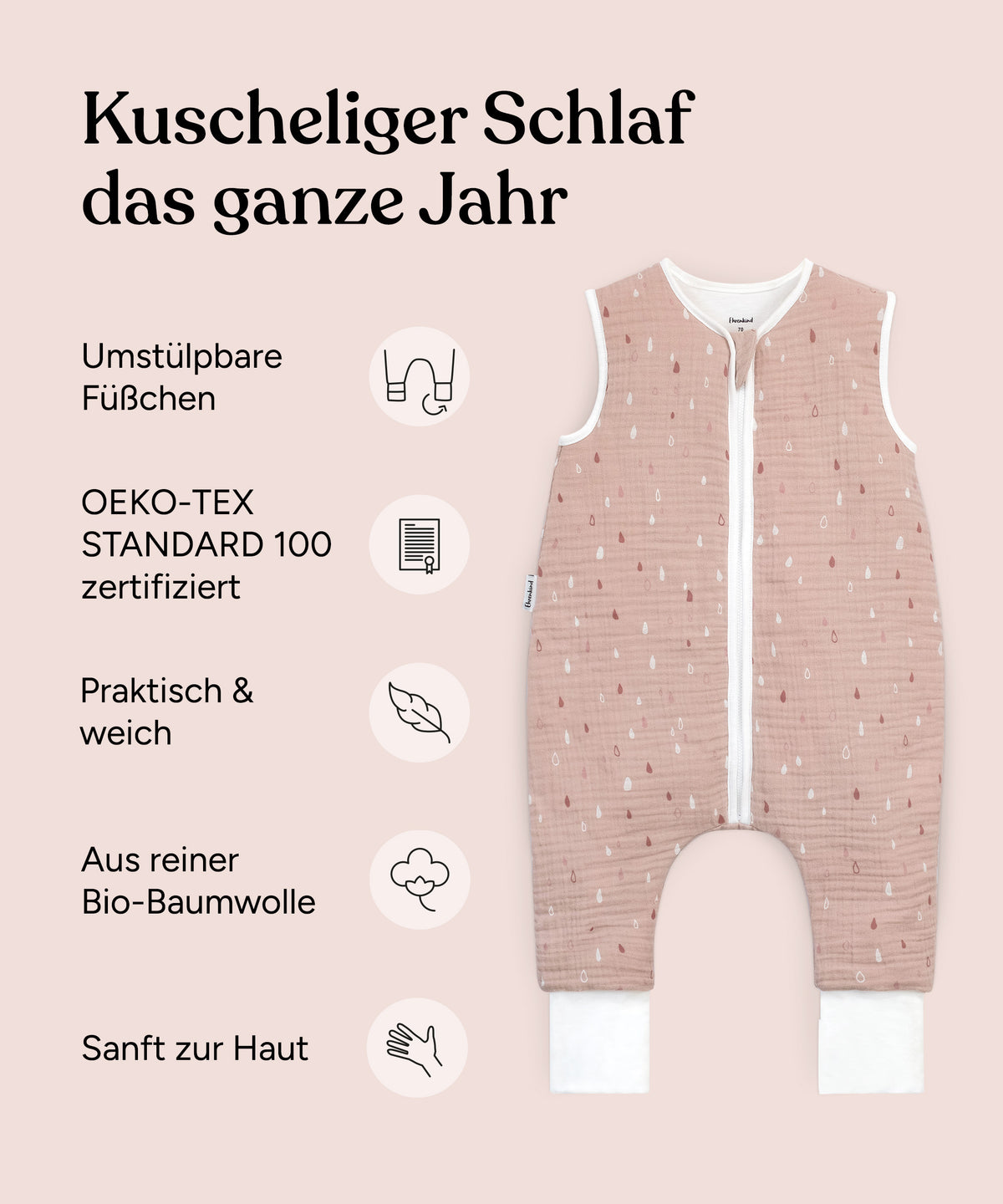 Musselin Schlafsack mit Beinen