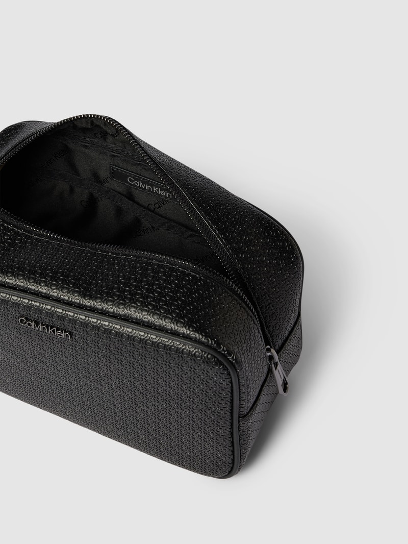 Kosmetiktasche mit Logo-Muster in schwarz