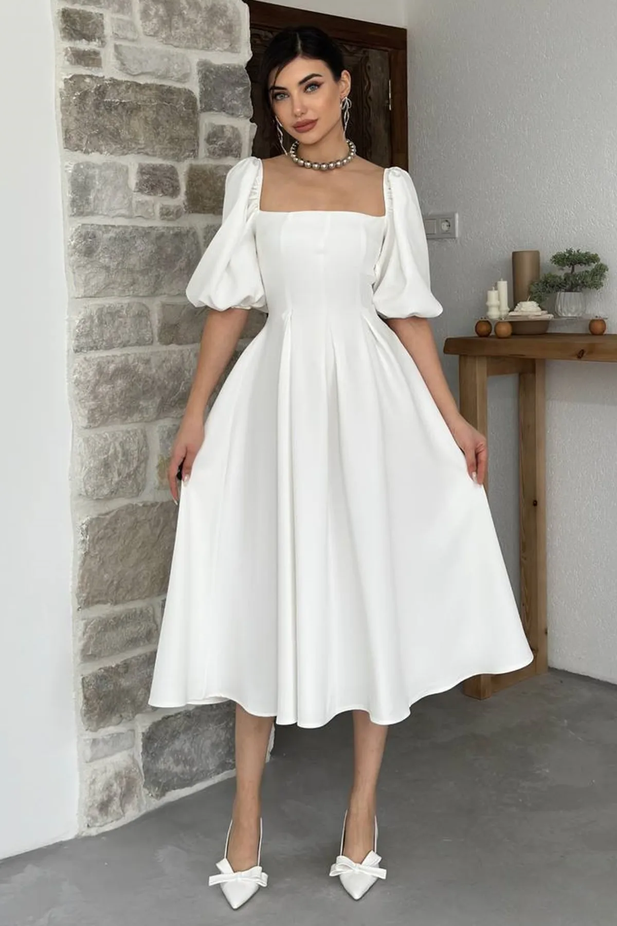 vuvutasarım  Kleid - Weiß - A-Linie