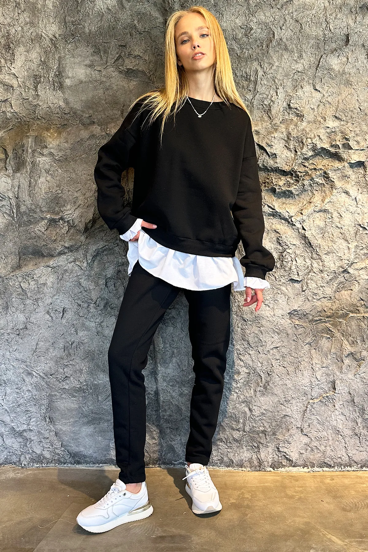 Trend Alaçatı Stili  Trainingsanzug - Schwarz - Regular Fit
