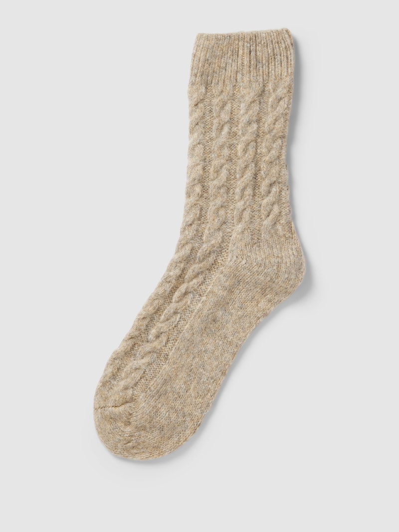 Socken mit Zopfmuster in beige