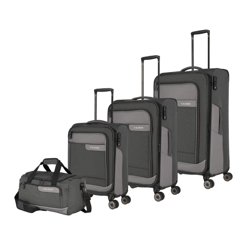 Travelite VIIA Kofferset 4 Rollen Größe L\/M\/S + Reisetasche - Schiefer
