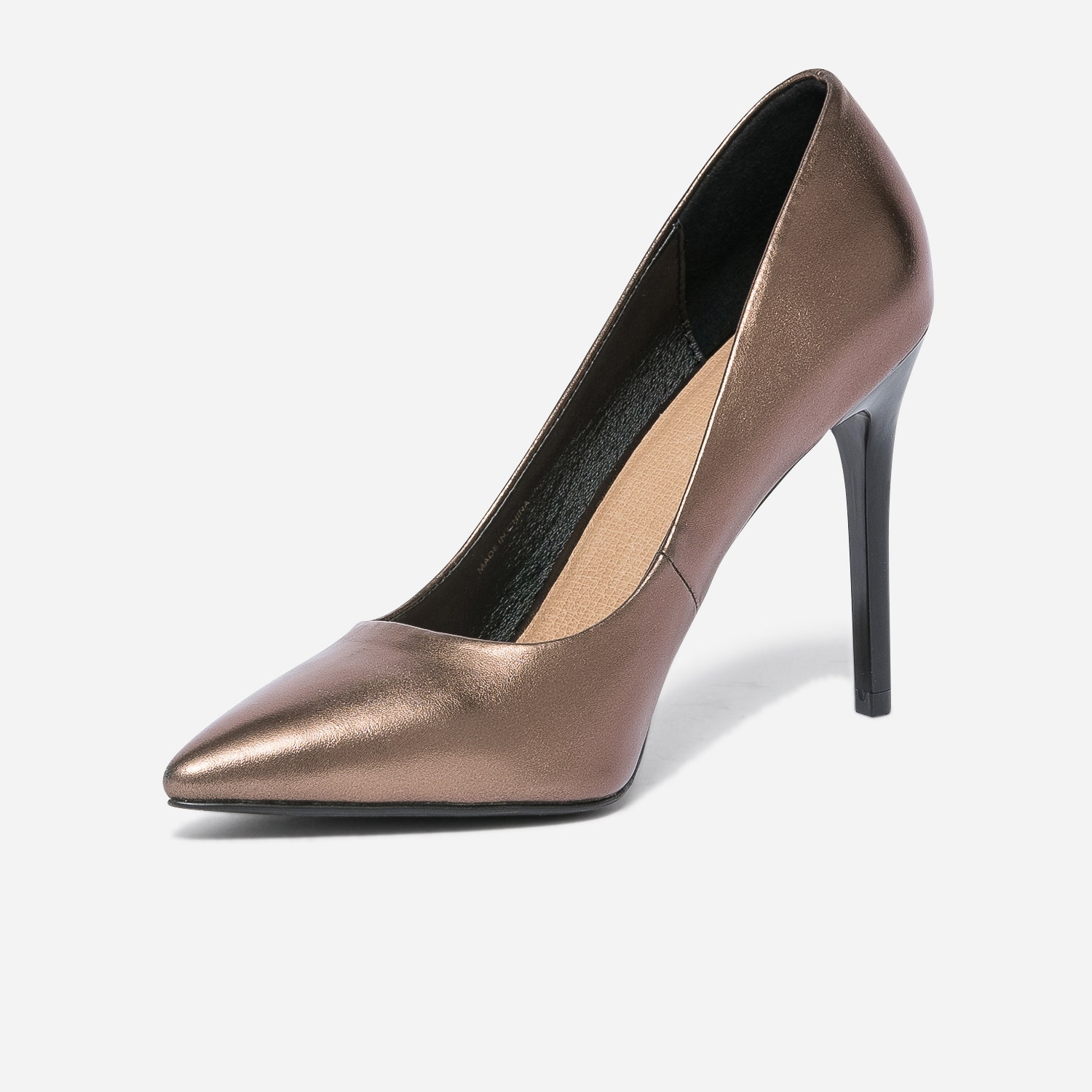 Stiletto TEXTO bronze métallisé à talon verni