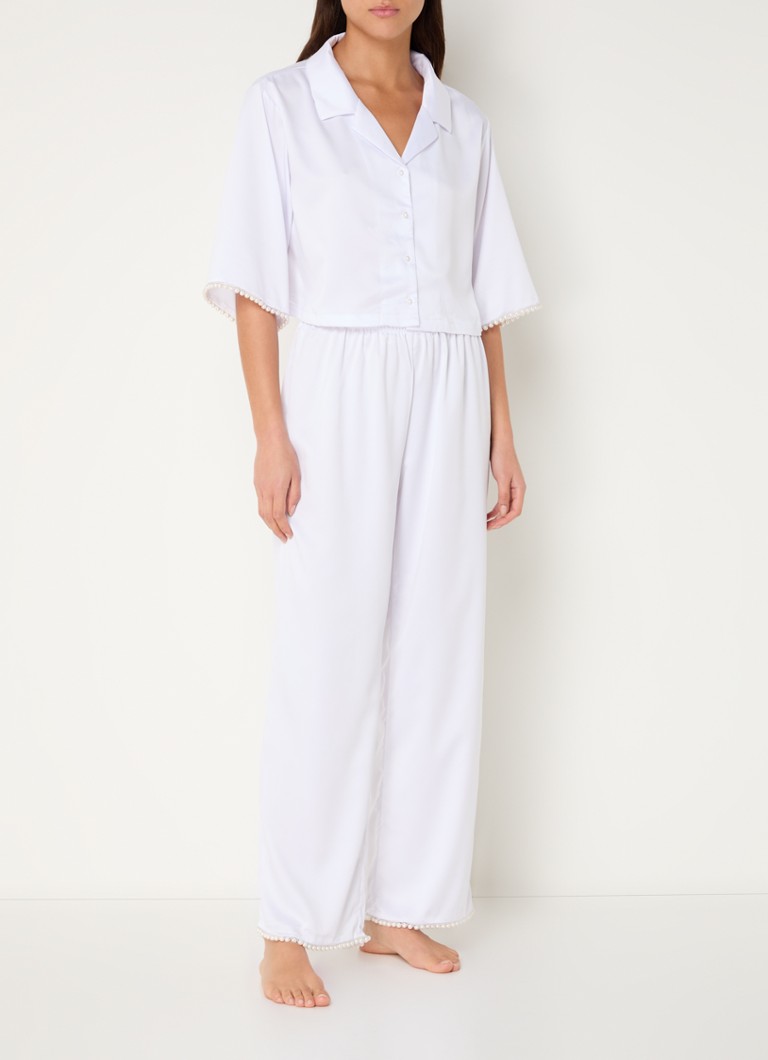 Pantaloni de pijama din satin Bluebella cu imitație de perle