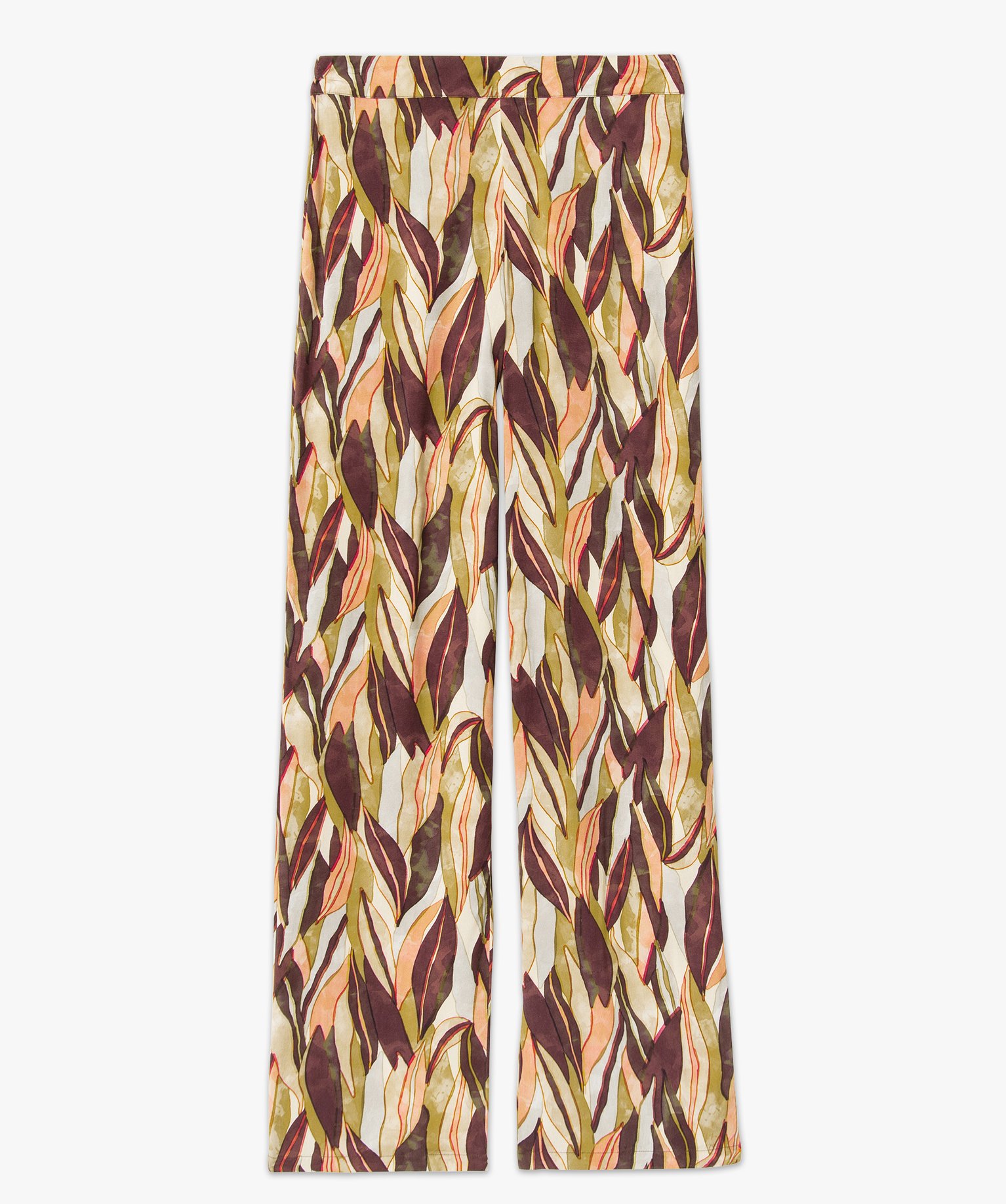 Pantalon fluide à motif feuillage femme imprime | GEMO