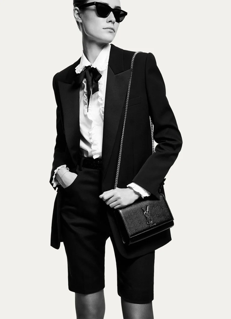 Geantă de umăr mică din piele de vițel Saint Laurent Kate