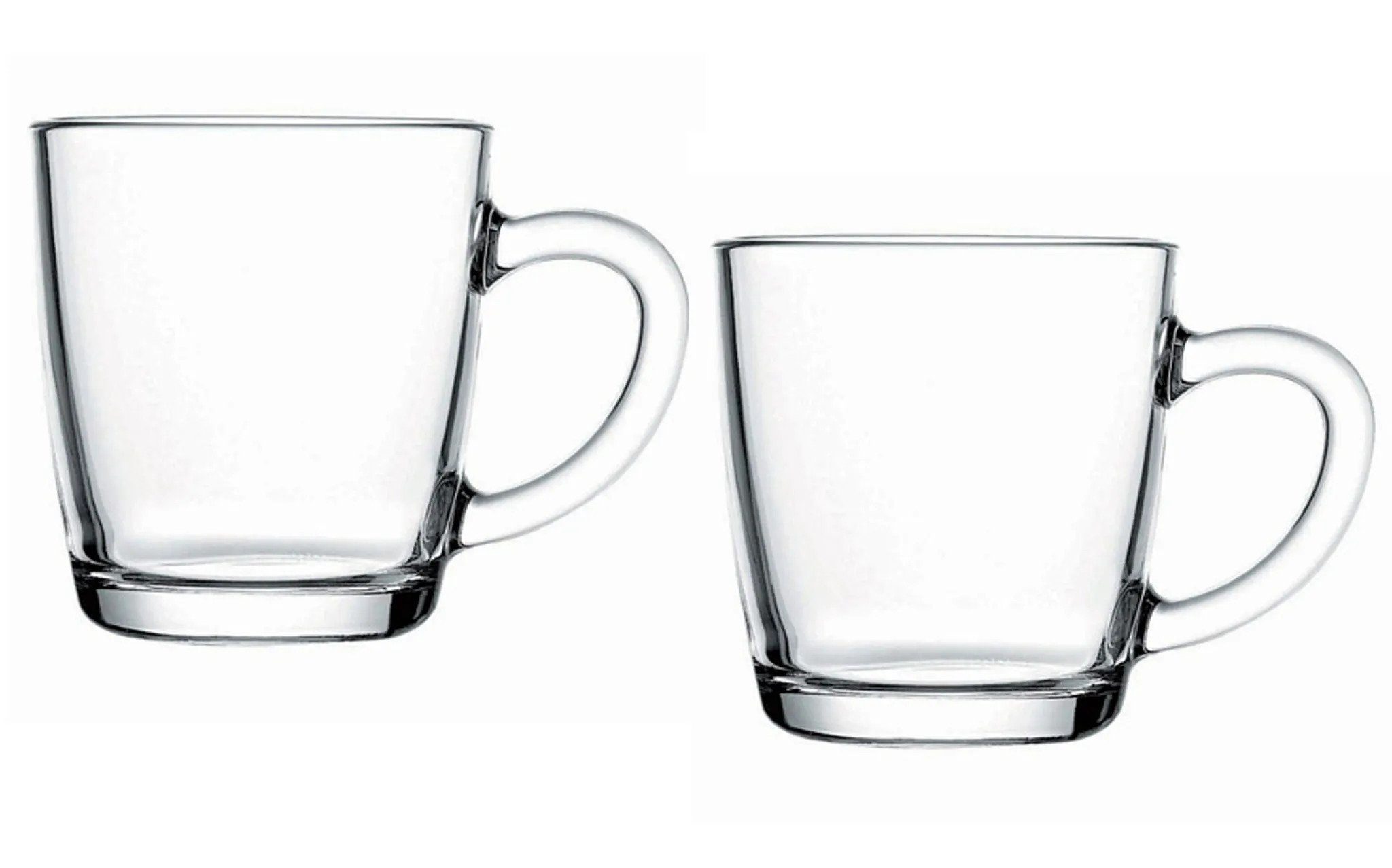 Pasabahce Gläser-Set Basic, Glas, 2 Tee, Kaffee Glas mit Henkel