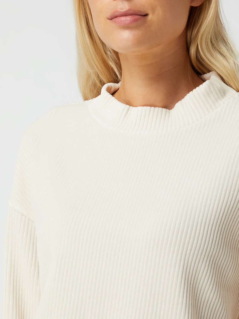 Sweatshirt mit Rippenstruktur in beige