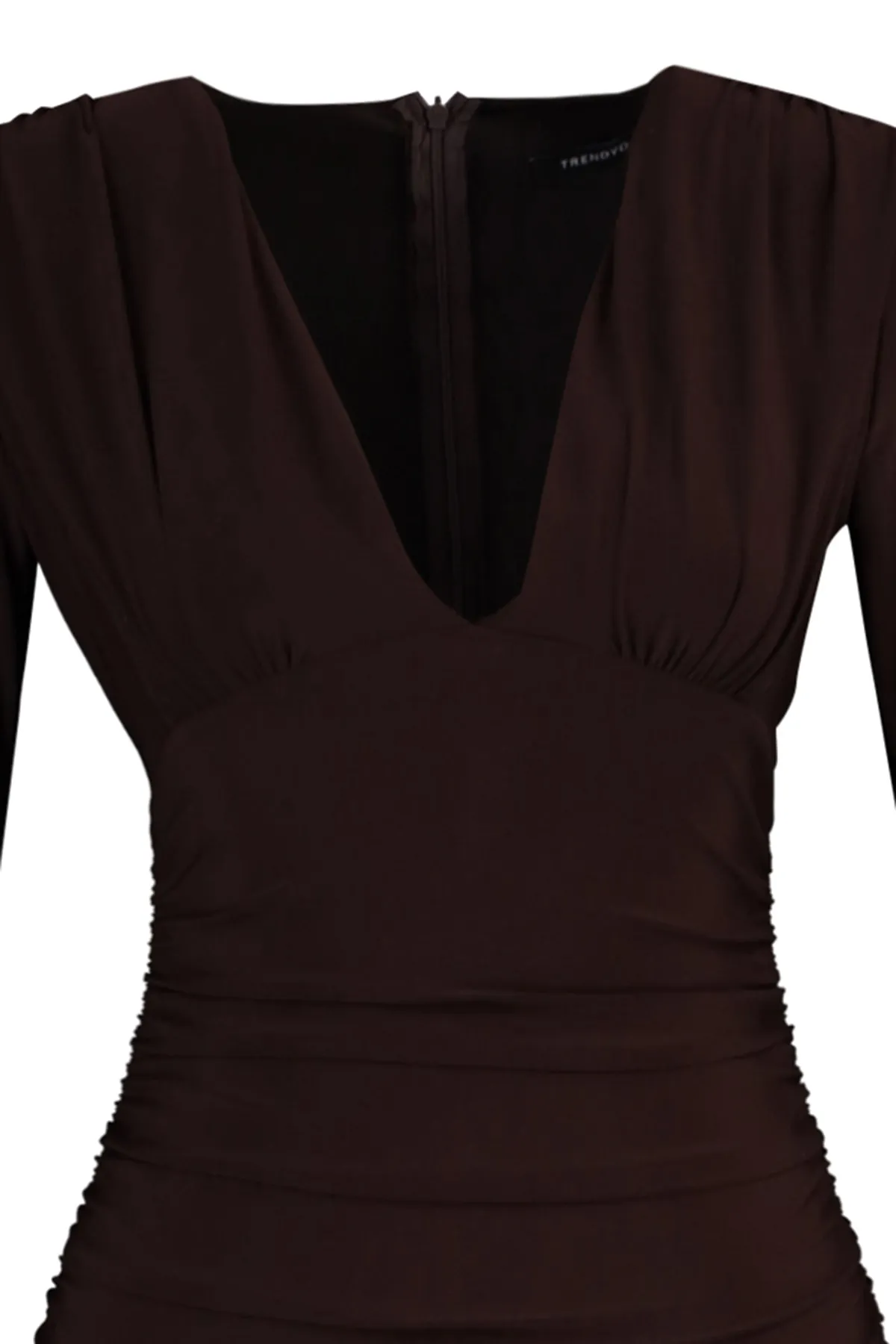 Trendyol Collection  Dunkelbraunes drapiertes Abendkleid TPRAW22EL1069