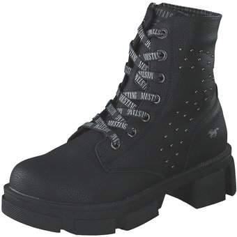 Mustang Schnür Boots in schwarz