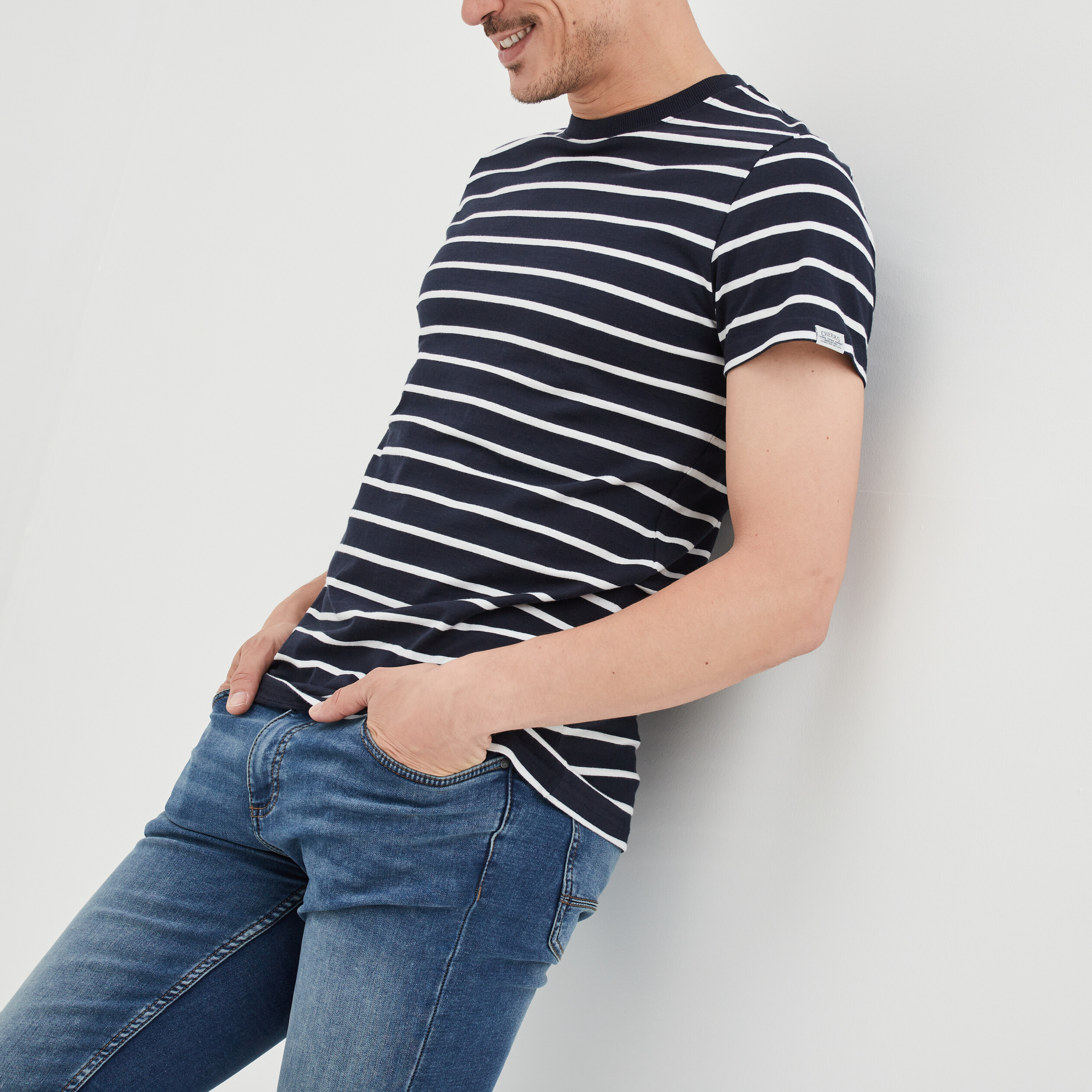 T-shirt col rond manches courtes Creeks ecru homme | La Halle