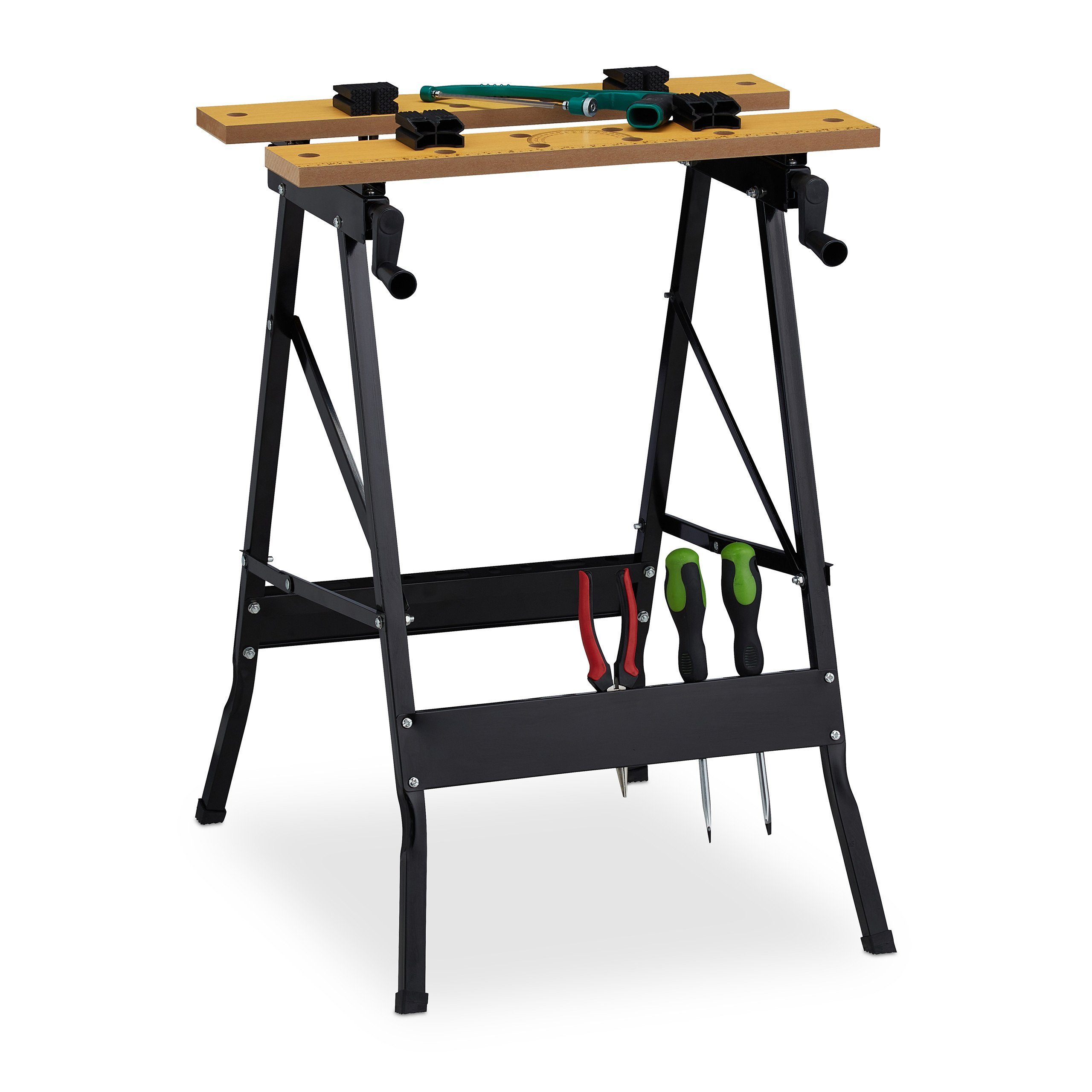 relaxdays Werkbank Klappbare Werkbank mit Spannbacken