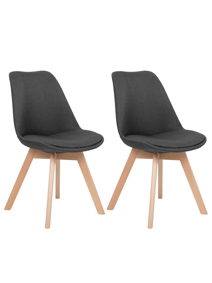 Beliani 2er-Set Esszimmerstuhl DAKOTA II in Grau/Heller Holzfarbton günstig kaufen onesize