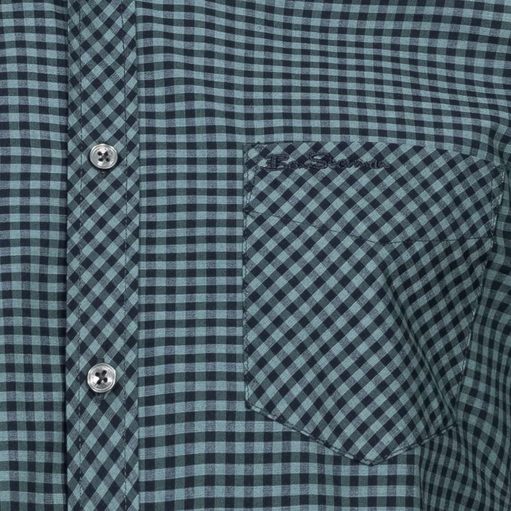 BEN SHERMAN Signature Herren Langarm Hemd 0076262-DARK EMERALD