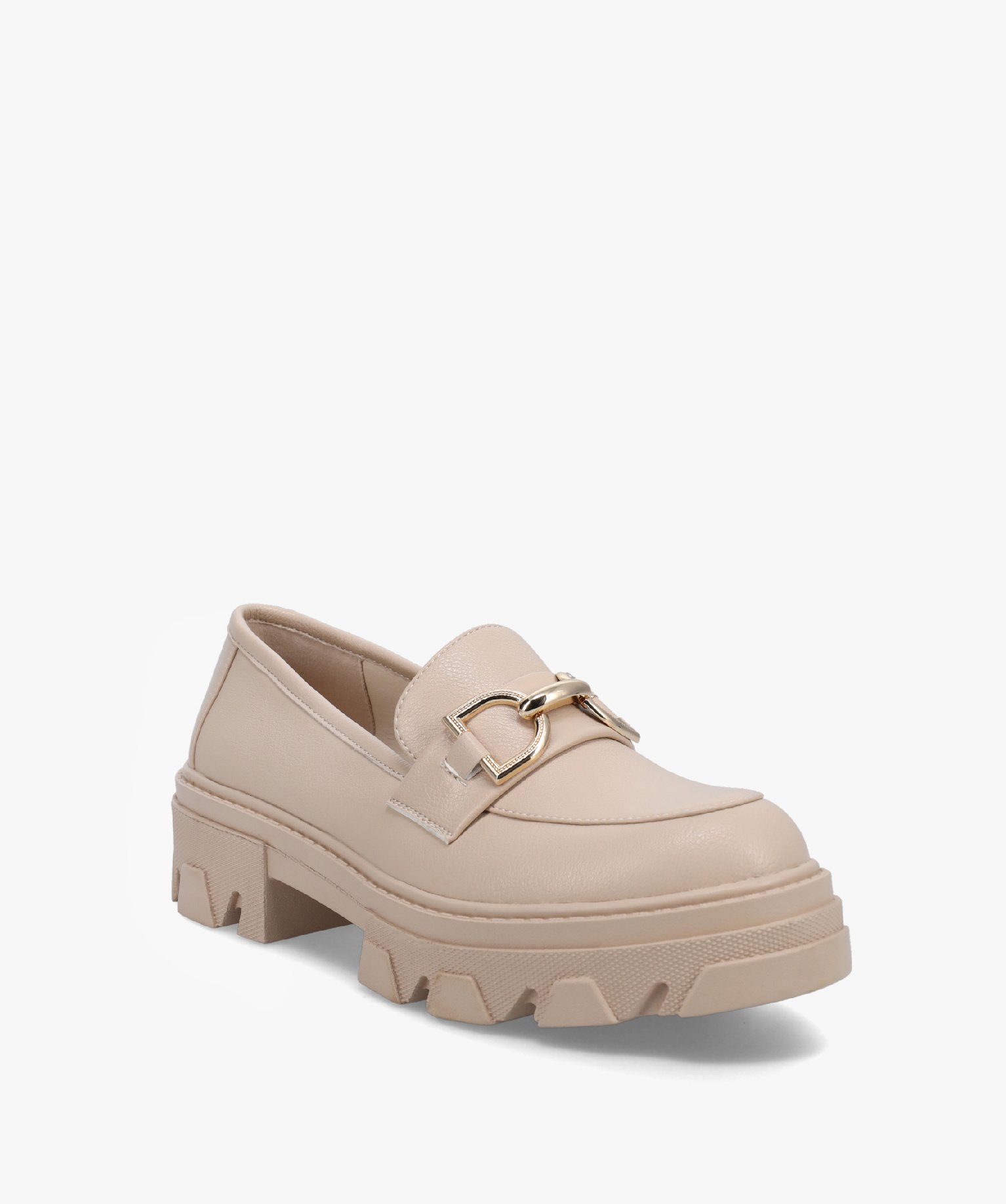 Mocassins femme unis à semelle plateforme crantée beige | GEMO