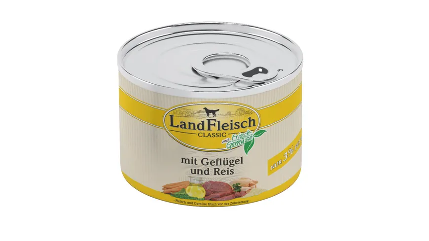 LandFleisch Classic Hundenassfutter Geflügel & Reis extra mager mit Frischgemüse 195 g 195 g