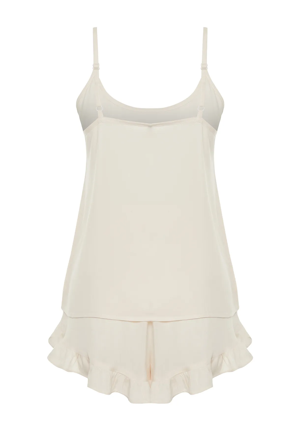 Trendyol Collection  Hellrosa Pyjama-Set aus Viskosegewebe mit Fruchtstickerei THMSS24PT00195