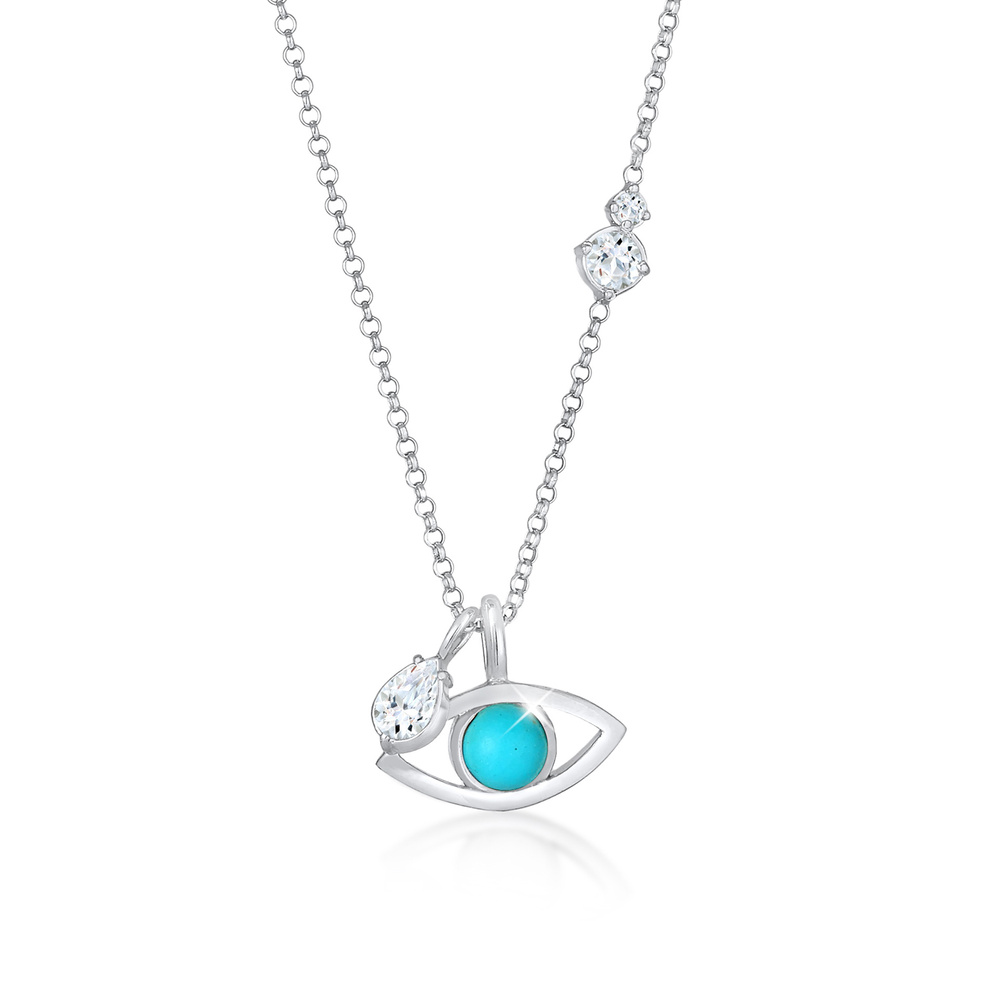 Elli PREMIUM Elli PREMIUM Collier Topaze solitaire turquoise pour dames en argent sterling 925 collier
