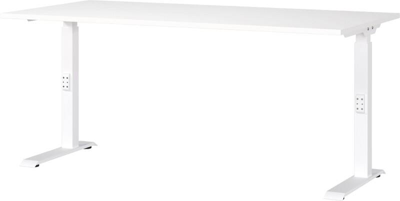 GERMANIA Höhenverstellbar Schreibtisch Metall, Spanplatte Weiß C-Fuß 1.600 x 800 x 910 mm