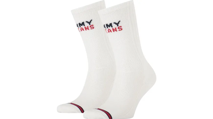 TOMMY HILFIGER Unisex Sportsocken Vintage Cut Tommy Jeans 2er Pack white