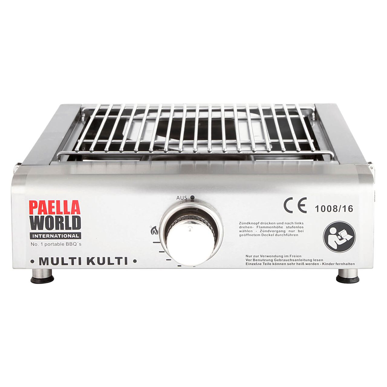 PaellaWorld International Paella World Multi-Kulti® portabler Grill-Pizzaofen 42x51x25cm, 8.5kg, 3.8kW, Edelstahl, Zubehör
