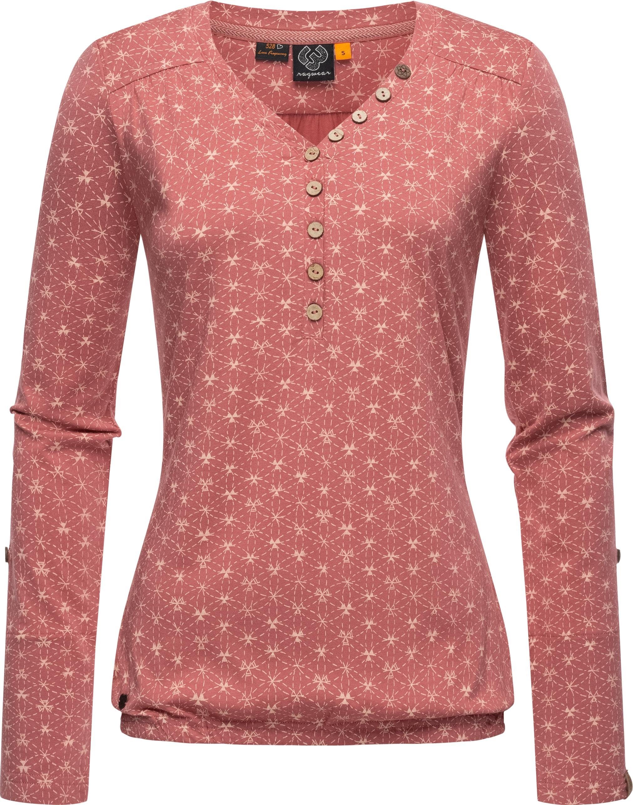 Ragwear Langarmshirt Pinchi Print Stylisches Damen Longsleeve mit Knöpfen