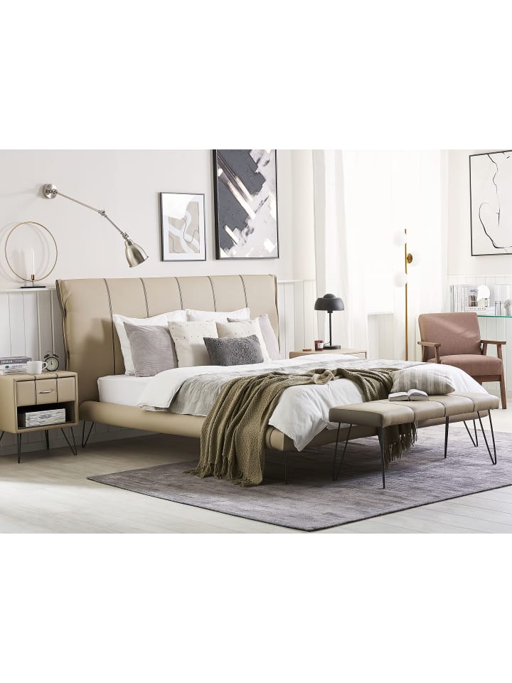 Beliani Doppelbett BETIN in Beige - (W) 220 x (H) 118 x (L) 230 cm günstig kaufen onesize
