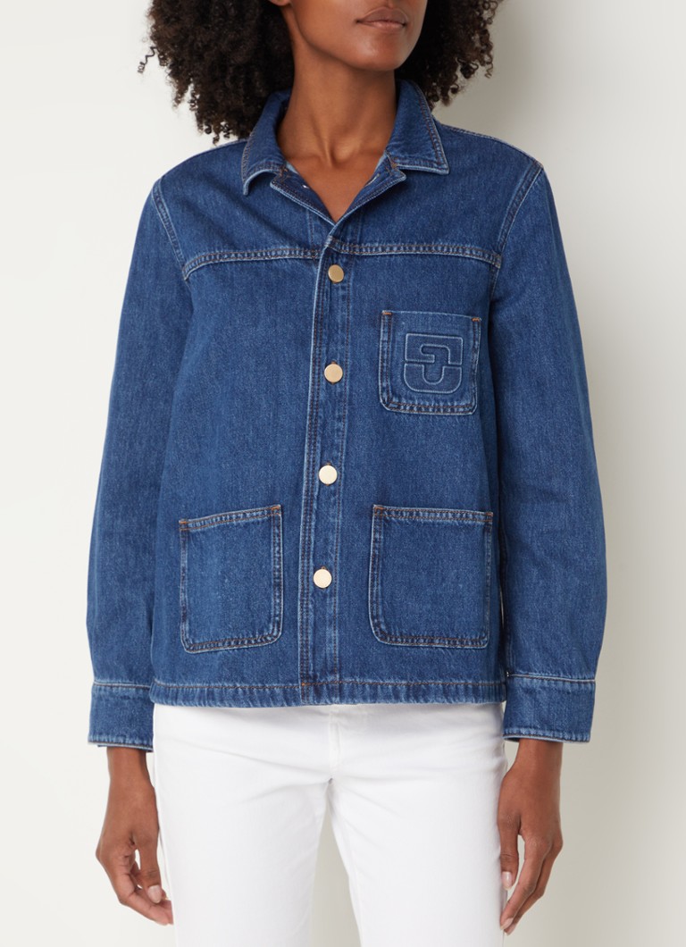 Gerard Darel Bridget denim jacket with logo embroidery and chest pocket