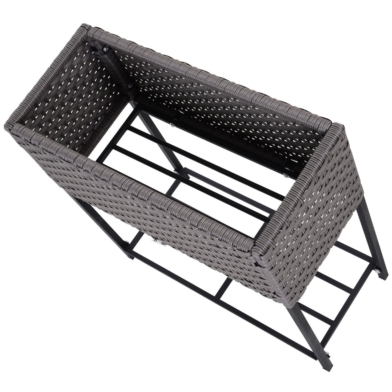 Outsunny Poly Rattan Hochbeet Blumentopf Blumenkasten mit Füßen mit Ablage