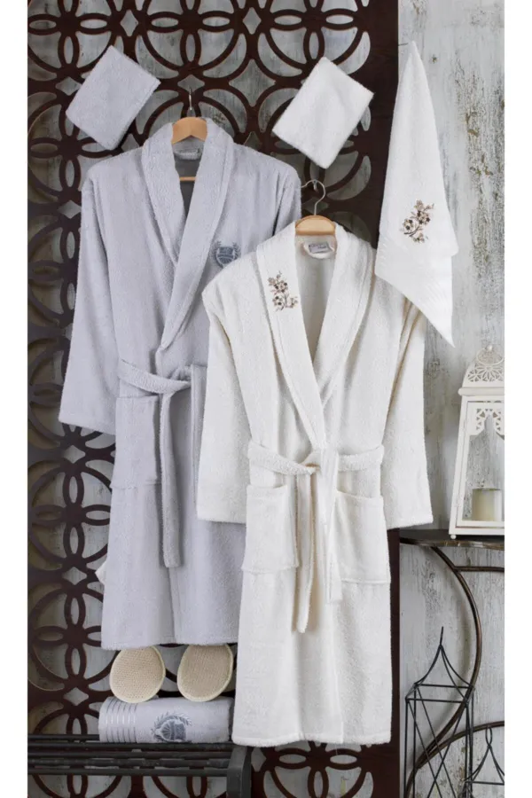 Güvenal  Rüya 10-teiliges besticktes Bademantel-Set | Bademantel-Set | Mitgift festgelegt