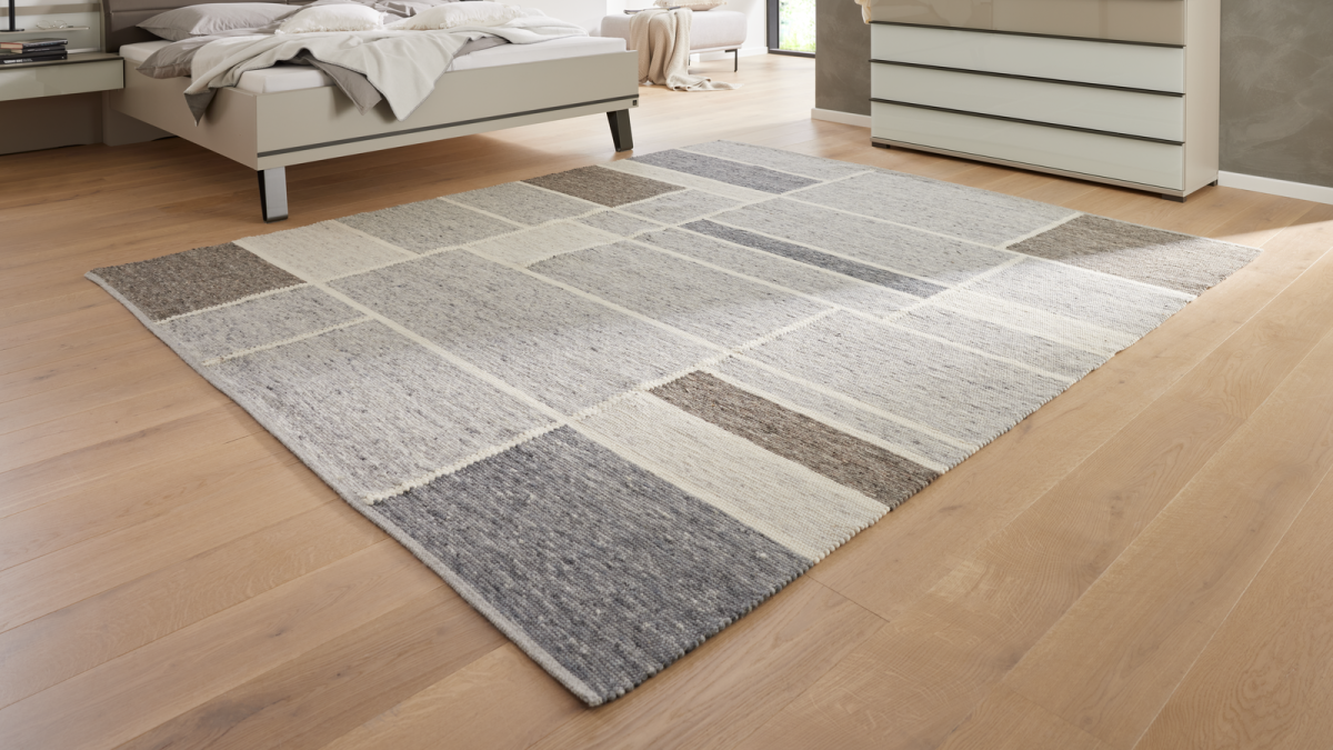 Interliving Handwebteppich B-8002 Grau-Braun 70 x 130 cm