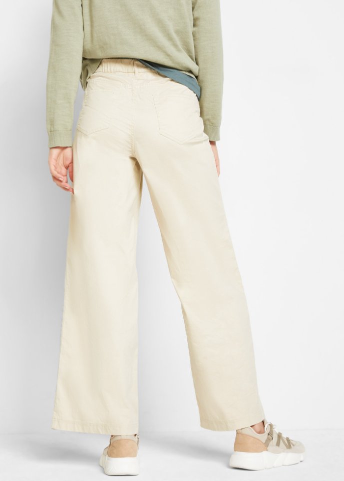 Leichte Twillhose mit weitem Bein und High-Waist-Bequembund