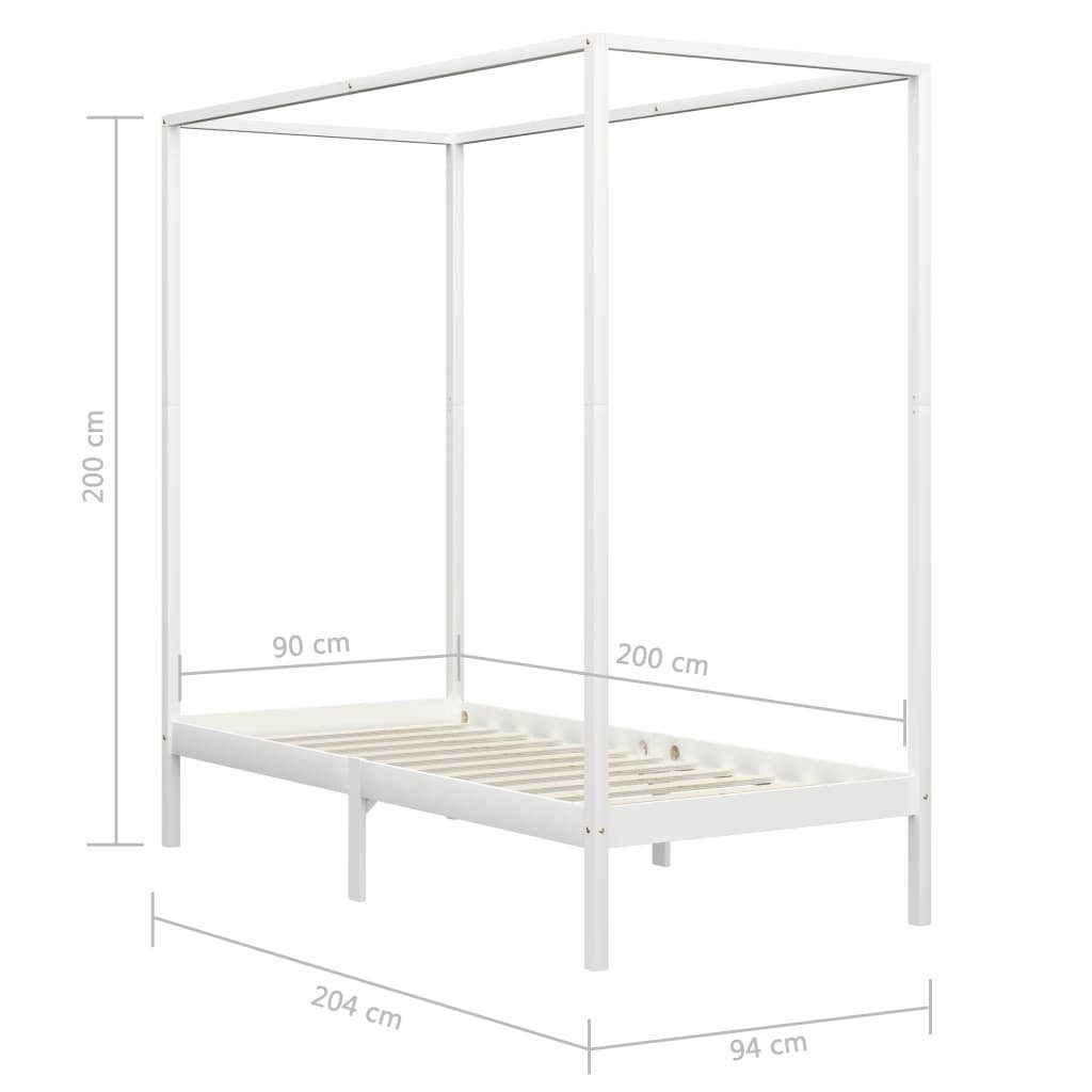 möbelando Himmelbett 299785 (LxBxH: 204x94x200 cm), aus Kiefer in Weiß