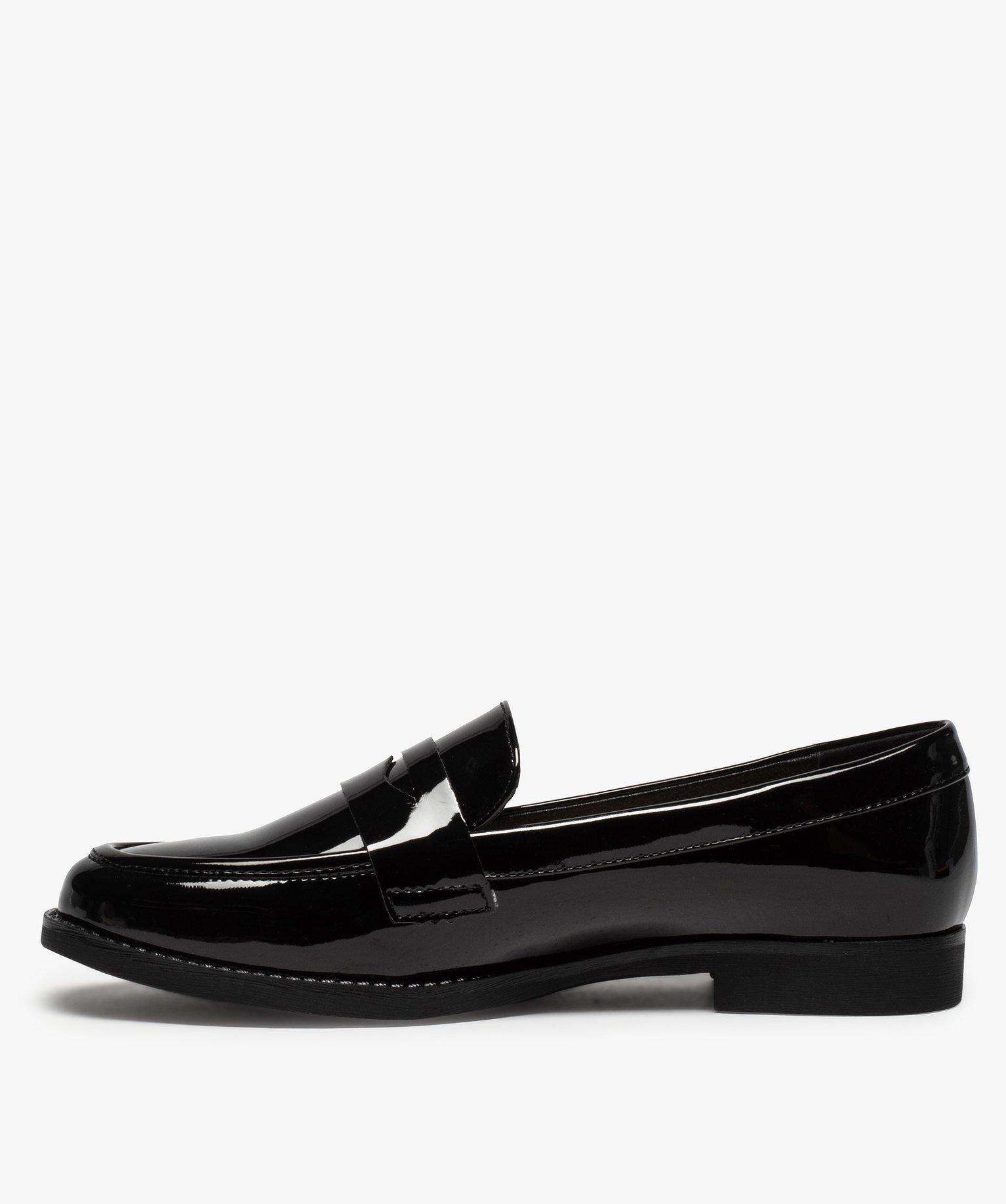 Mocassins femme à talon plat vernis forme classique noir | GEMO