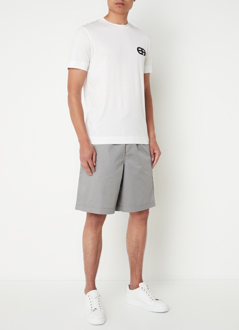 Tricou Emporio Armani din amestec de lyocell cu logo brodat