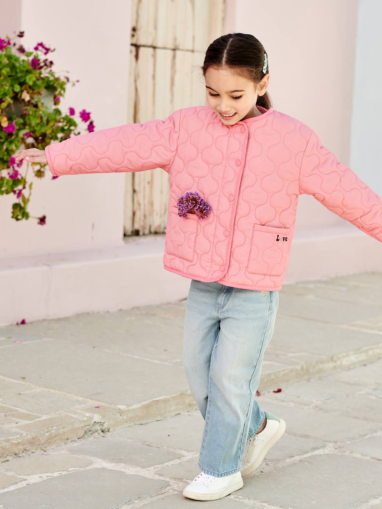 Vertbaudet Mädchen Steppjacke mit Recyclingmaterial - pfirsich
