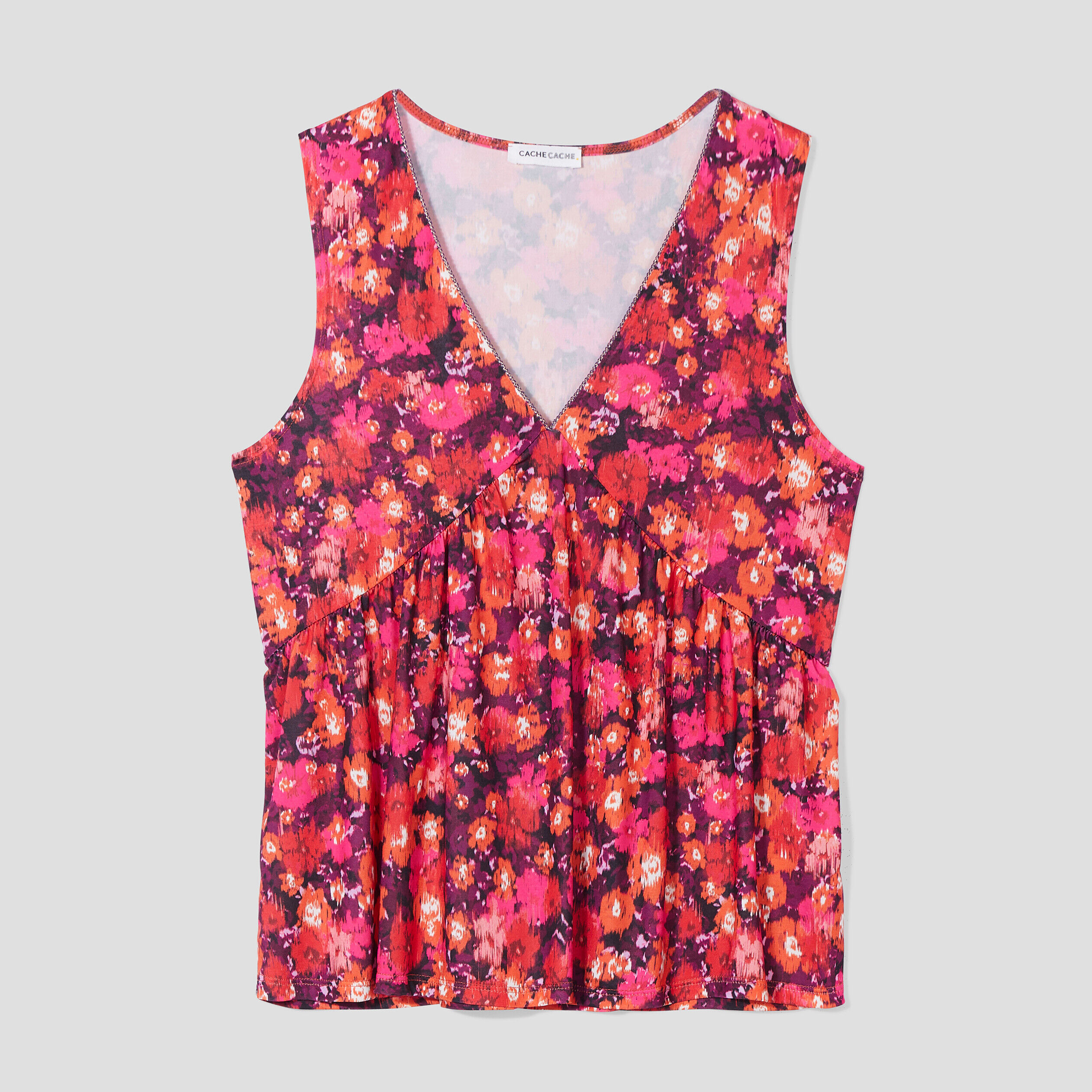 Débardeur col en V rose fushia femme | Cache Cache