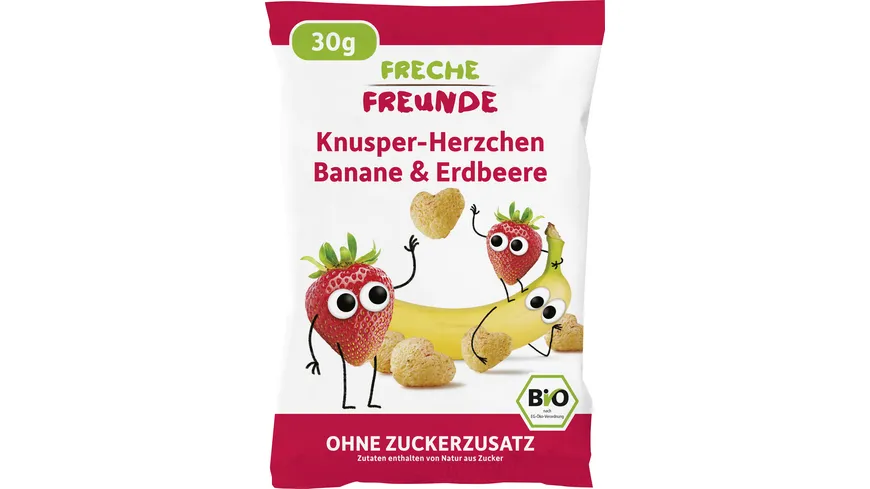 Freche Freunde Bio Knusper-Herzchen Banane & Erdbeere 30 g