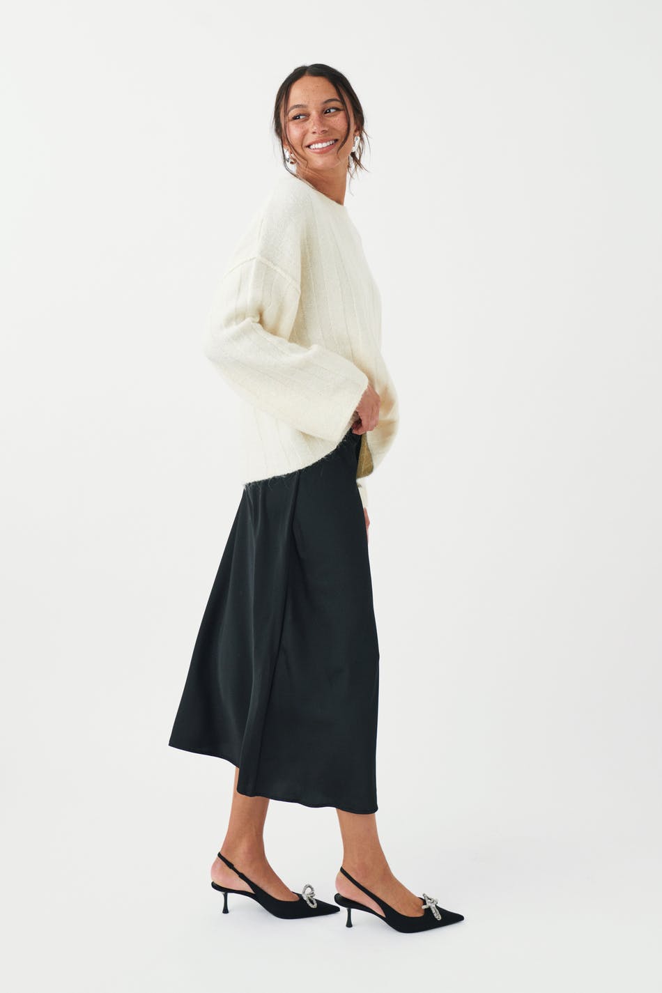 Satin midi skirt