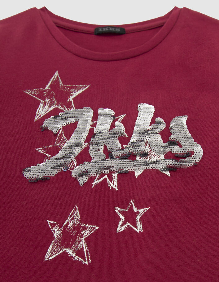 T-shirt bordeaux IKKS en sequins réversibles fille