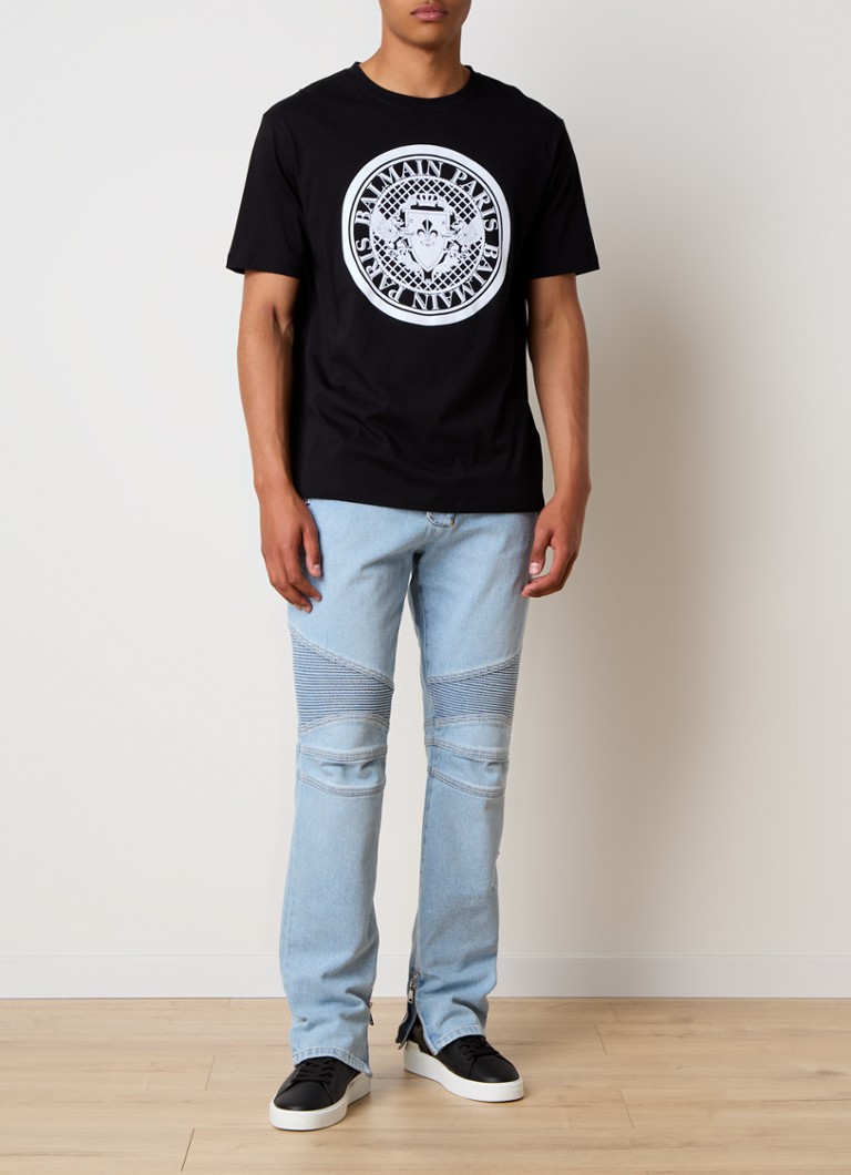 Balmain Biker slim fit jeans med lett vask