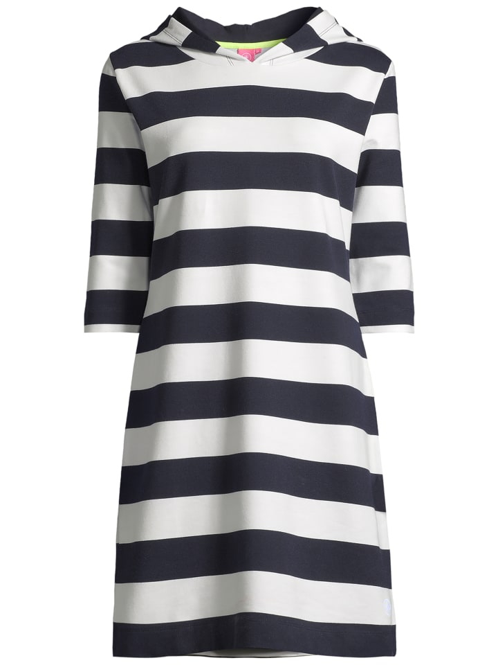 Salzhaut Knielanges Kleid (Midi) LÖÖVSTICK in Navy Offwhite günstig kaufen