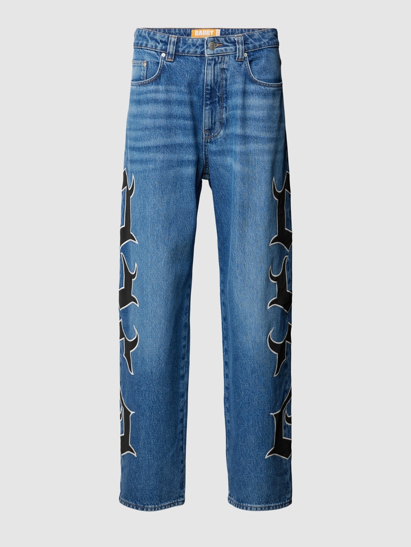 Baggy Fit Jeans mit Motiv-Print in blau