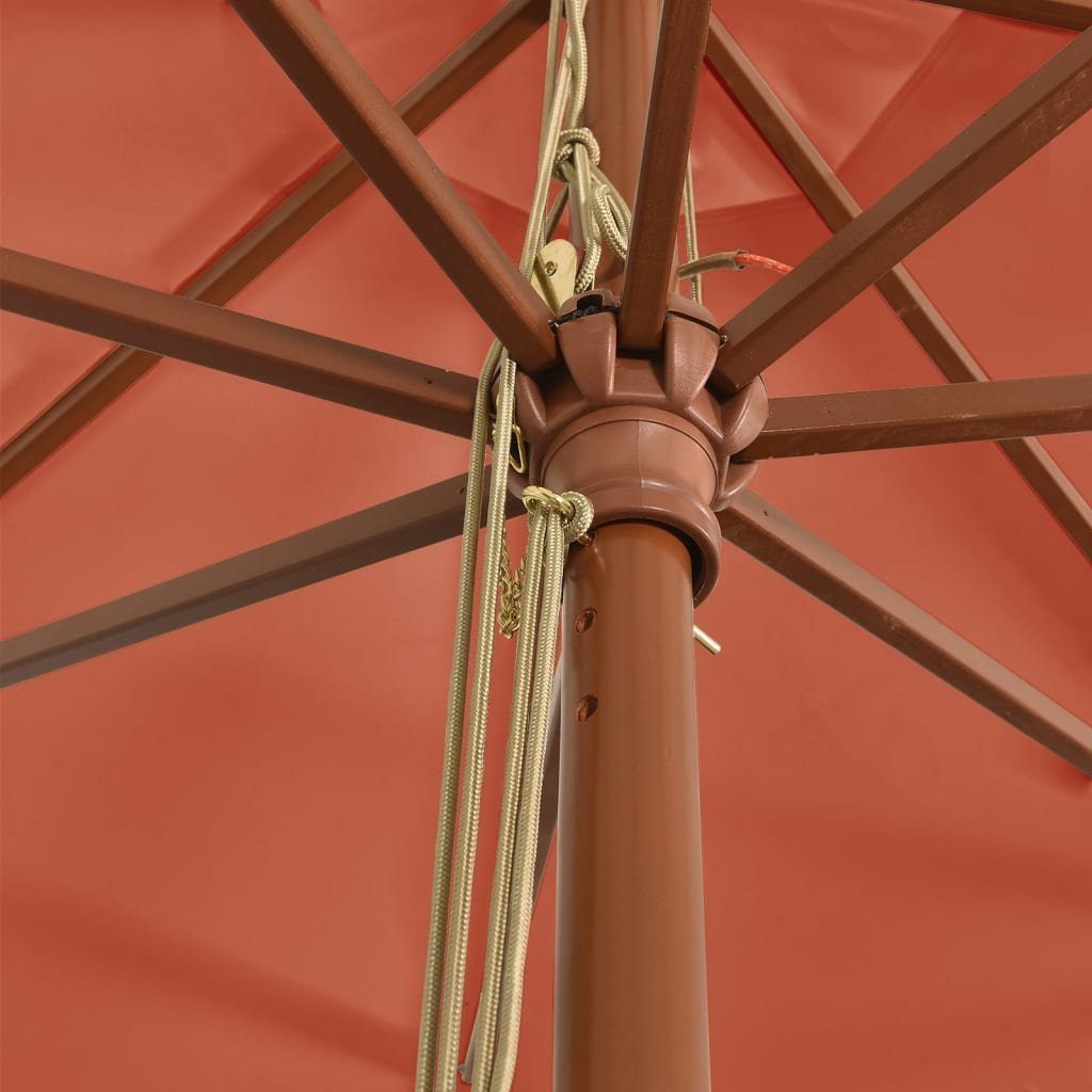 vidaXL Balkonsichtschutz Sonnenschirm mit Holzmast Terrakotta 400x273 cm