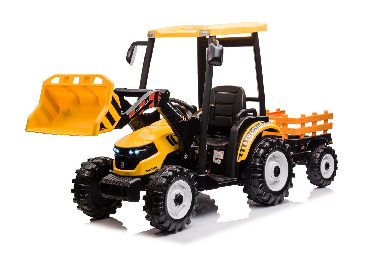 Kidix electric children's car electric children's tractor pushdozer with shovel 2x120W 12V/10Ah trailer